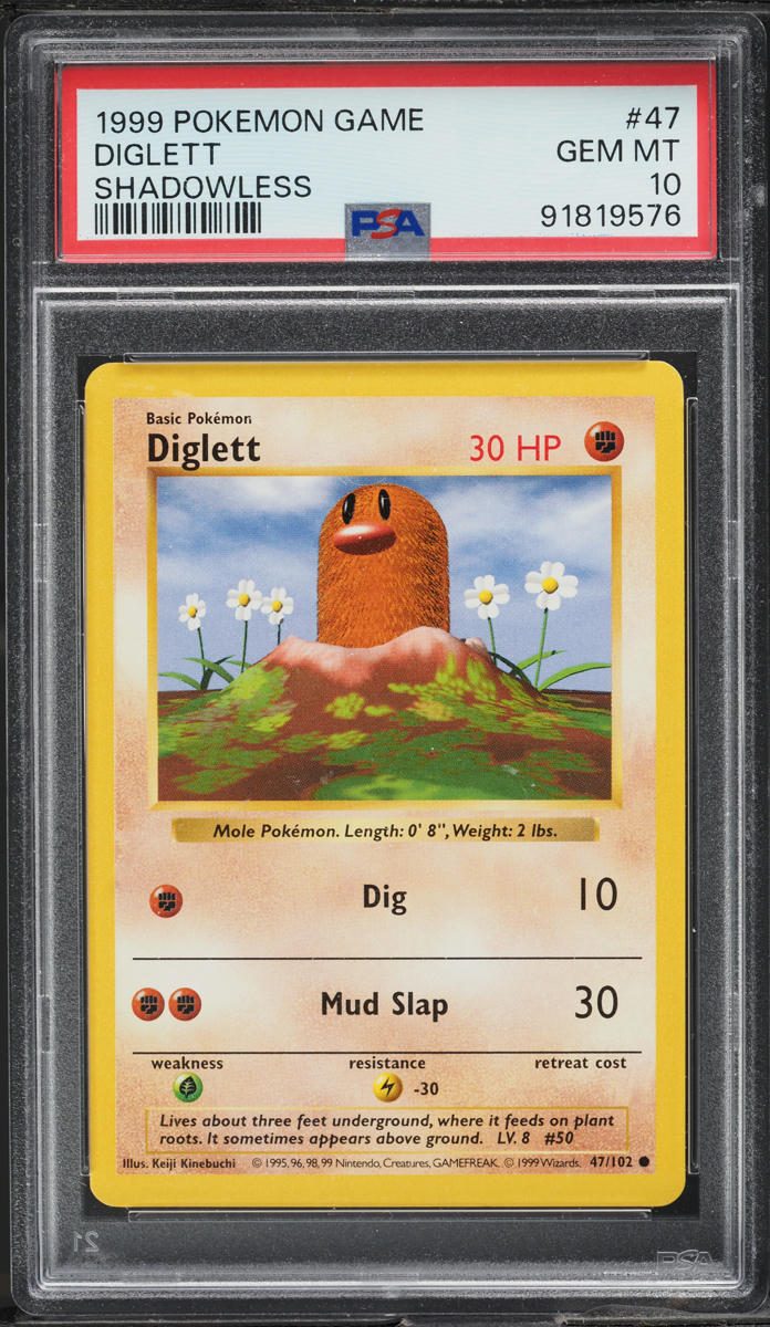 1999 Pokemon Base Set Shadowless Diglett #47 PSA 10 GEM MINT