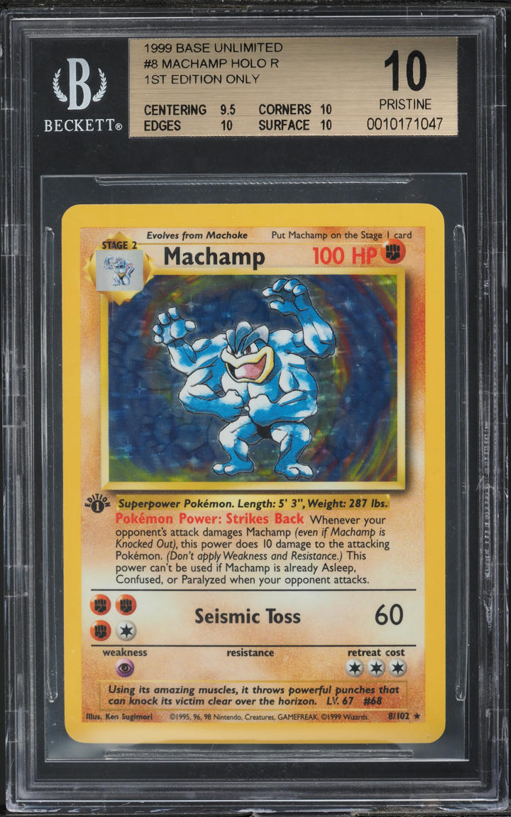 pokemon base set 1st edition holofoil card #8/102 machamp (8/102) - - - Rare Holo Colorless Artist 1999 Pokemon Base Set 1st