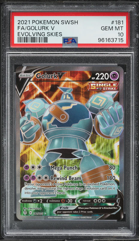 golurk v pokemon card value 182/203 Evolving Skies Full Alt Art Ultra Rare Great American Sports Cards 30 Retreat Cost Golurk V #181 Prices |