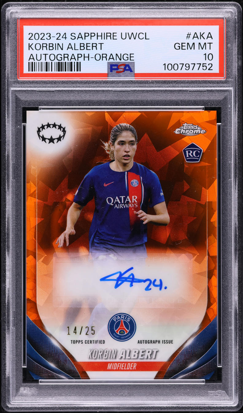 2023 Topps Chrome Sapphire UCL Orange Korbin Albert ROOKIE AUTO /25 PSA 10 GEM