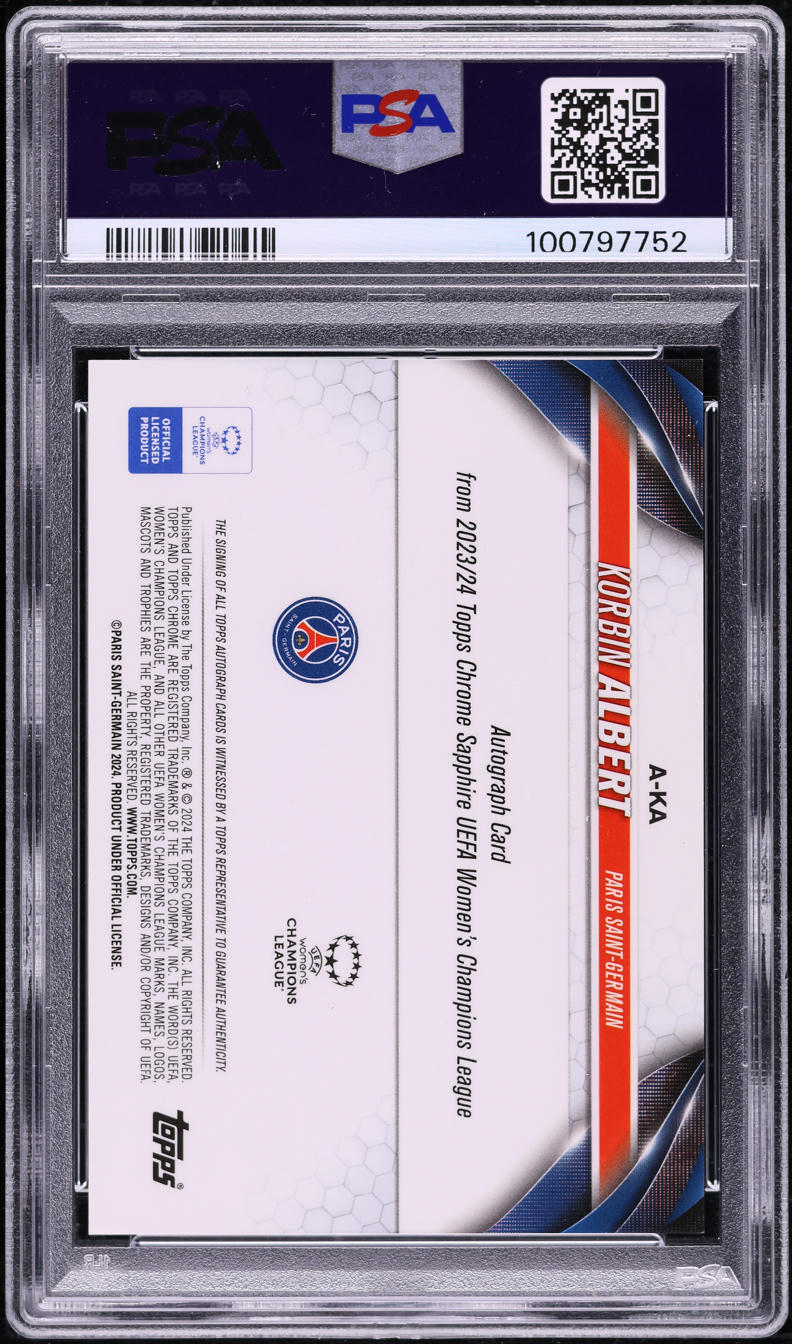 2023 Topps Chrome Sapphire UCL Orange Korbin Albert ROOKIE AUTO /25 PSA 10 GEM