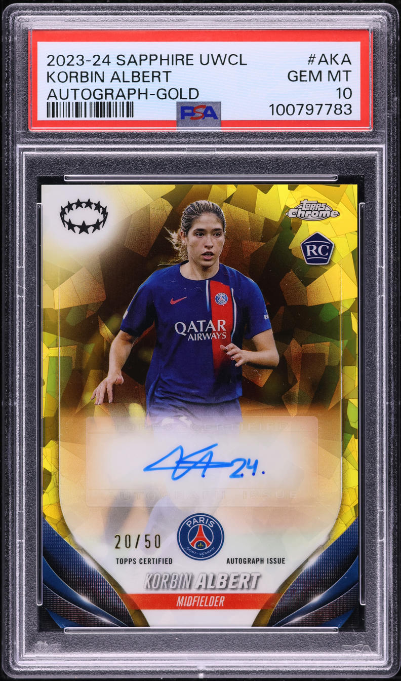 2023 Topps Chrome Sapphire UCL Gold Korbin Albert ROOKIE AUTO /50 PSA 10 GEM