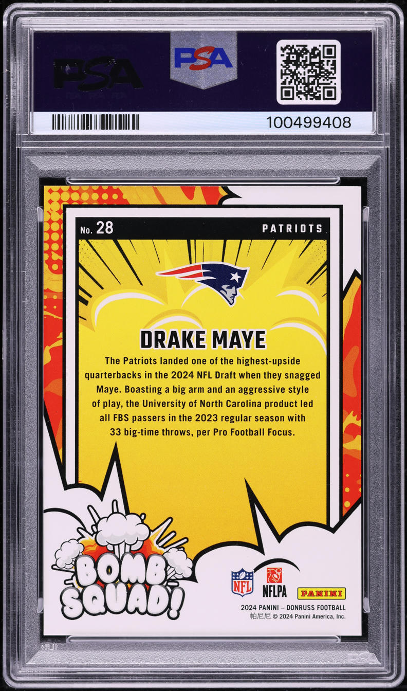 2024 Donruss Football Bomb Squad Drake Maye ROOKIE #28 PSA 10 GEM MINT