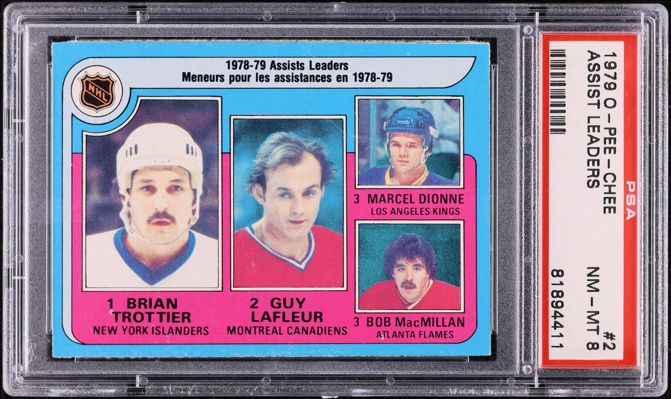 1979 O-Pee-Chee Hockey Brian Trottier Guy Lafleur ASSIST LDRS #2 PSA 8 NM-MT