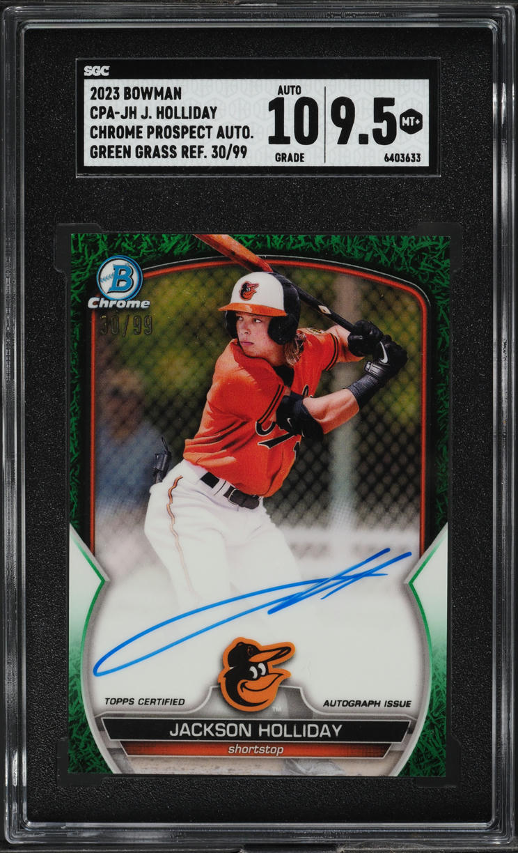 2023 Bowman Chrome Green Grass Jackson Holliday AUTO /99 #CPA-JH SGC 9.5 MINT+