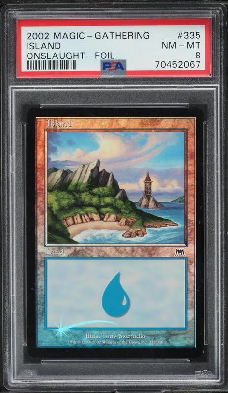 2002 Magic The Gathering MTG Onslaught Foil Island #335 PSA 8 NM