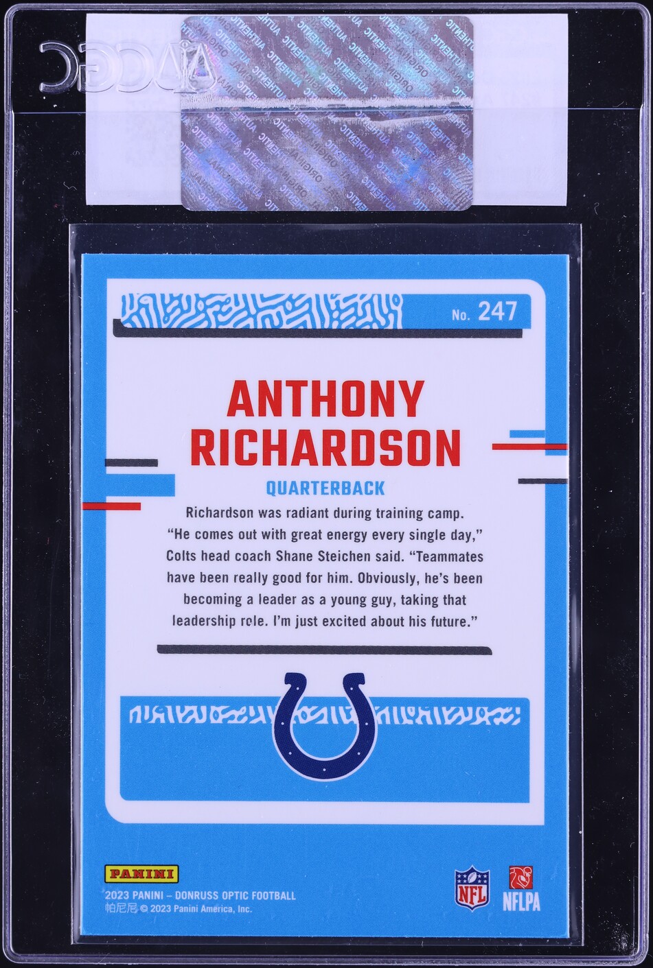 2023 Donruss Optic Anthony Richardson ROOKIE #247 CGC AUTH