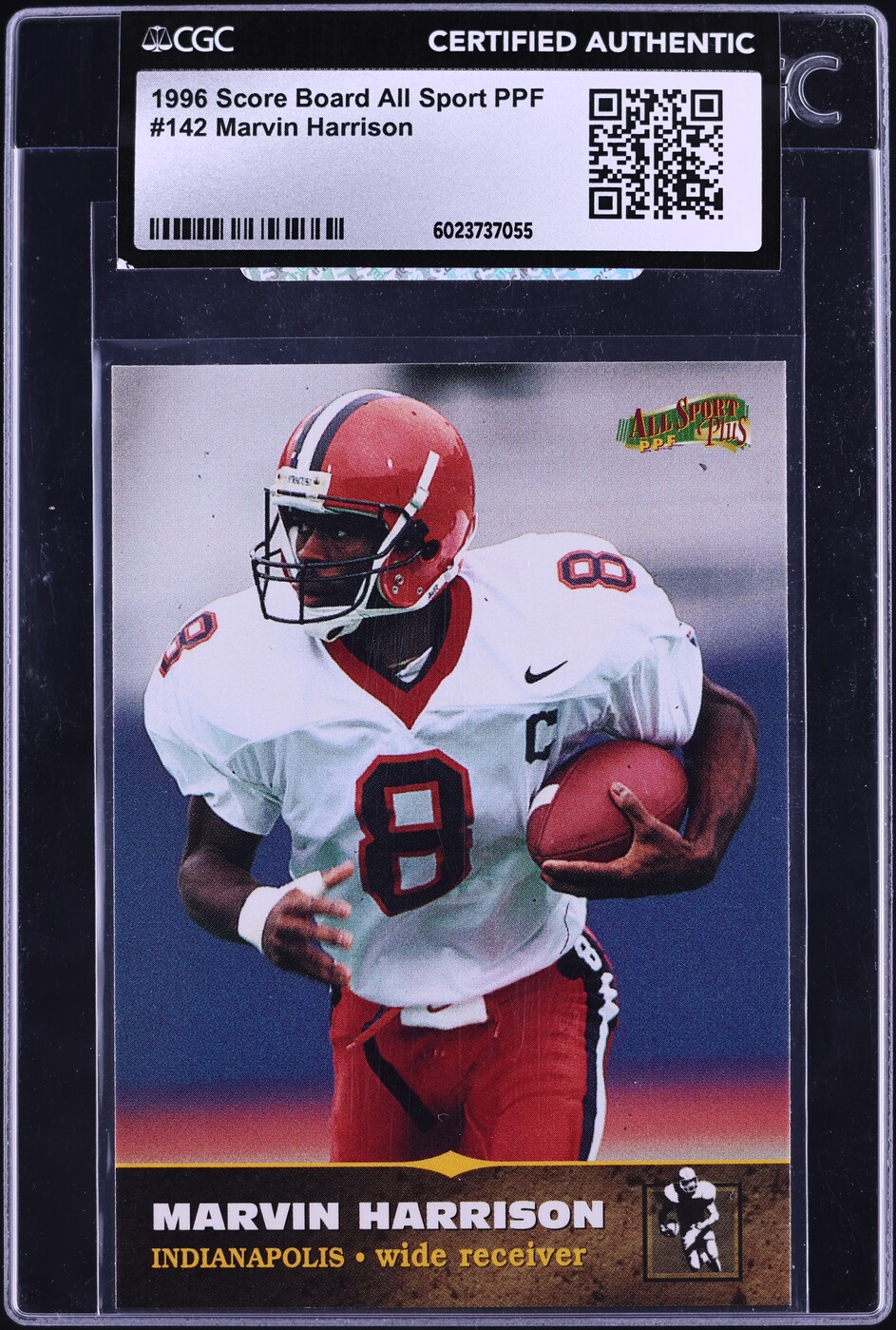 1996 Score Board All Sport PPF Marvin Harrison ROOKIE #142 CGC AUTH
