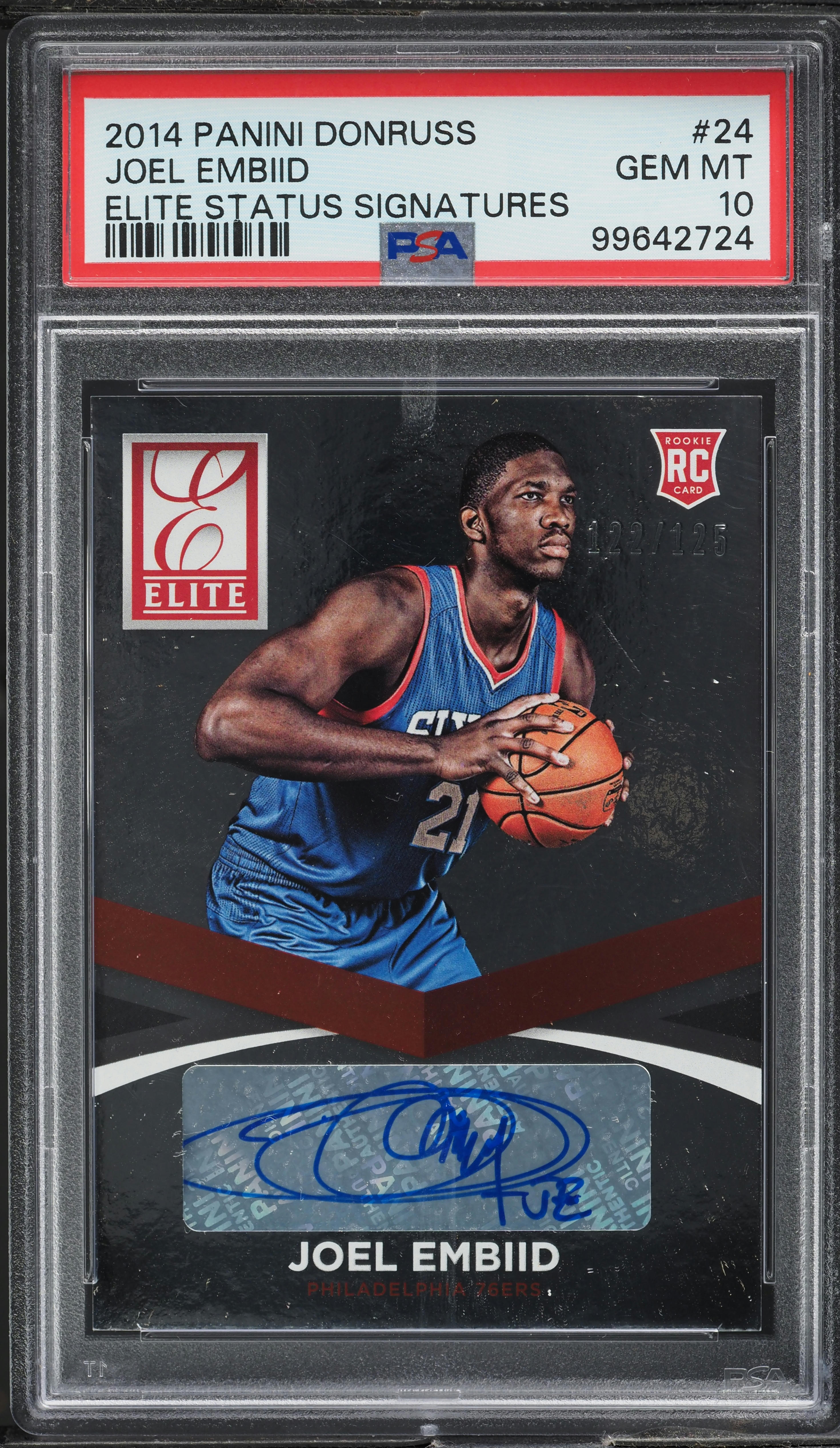 2014 Panini Donruss Elite Status Joel Embiid ROOKIE AUTO /125 #24