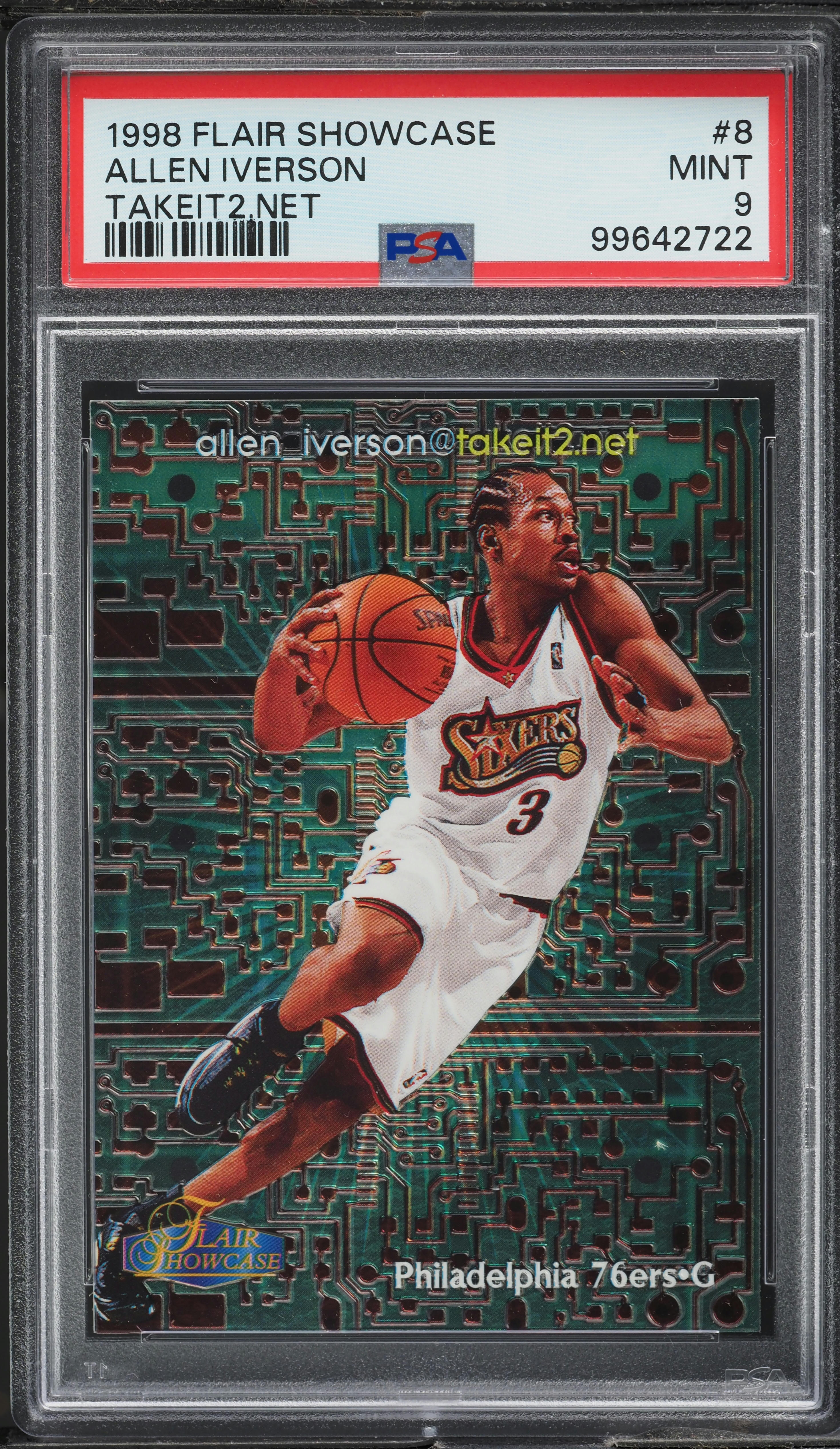 1998 Flair Showcase Takeit2.Net Allen Iverson /1000 #8 PSA 9 MINT