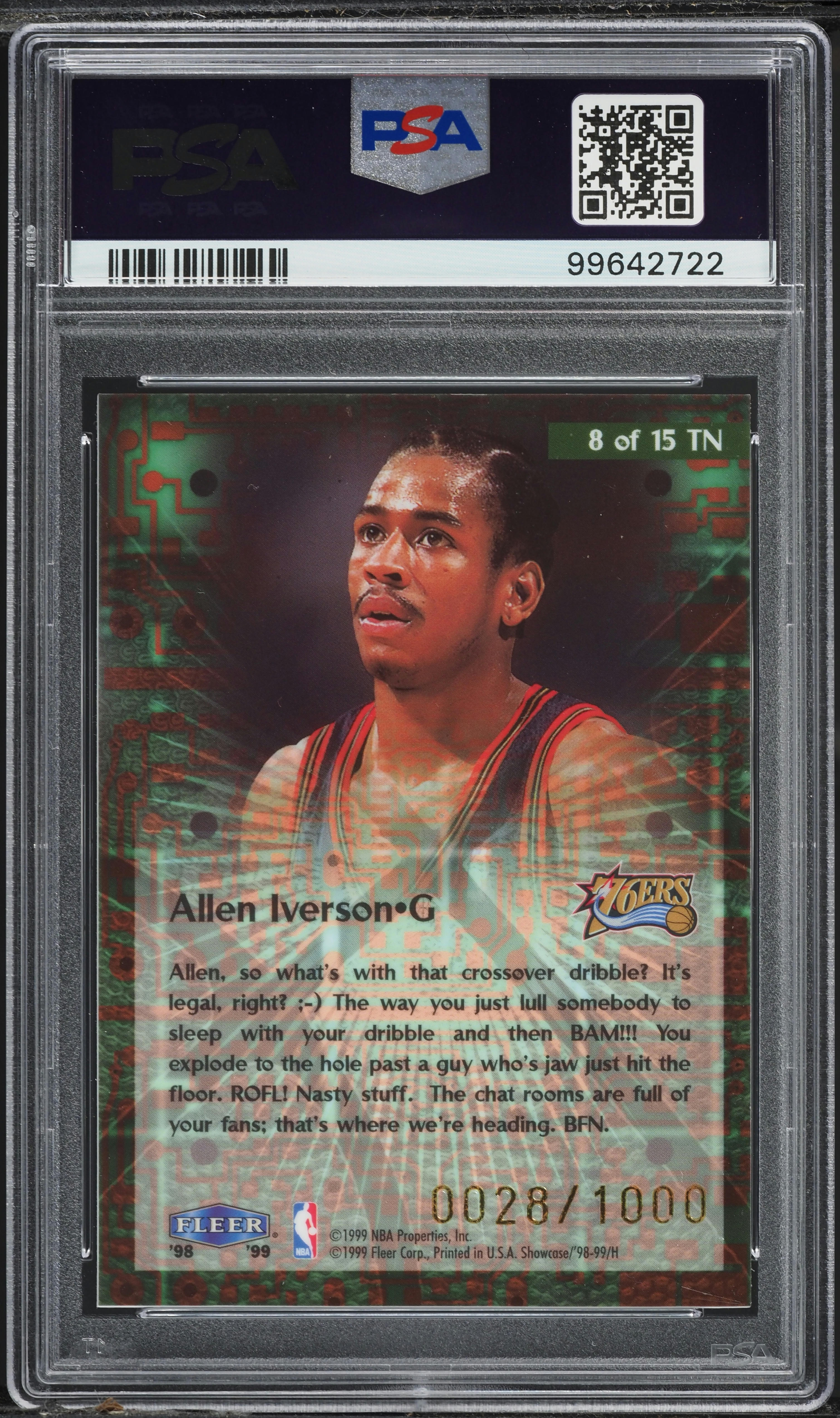 1998 Flair Showcase Takeit2.Net Allen Iverson /1000 #8 PSA 9 MINT