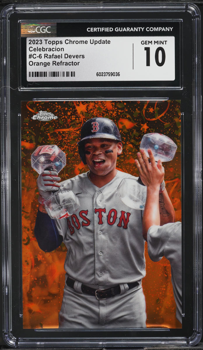 2023 Topps Chrome Update Celebracion Orange Refractor Rafael Devers /25 CGC 10