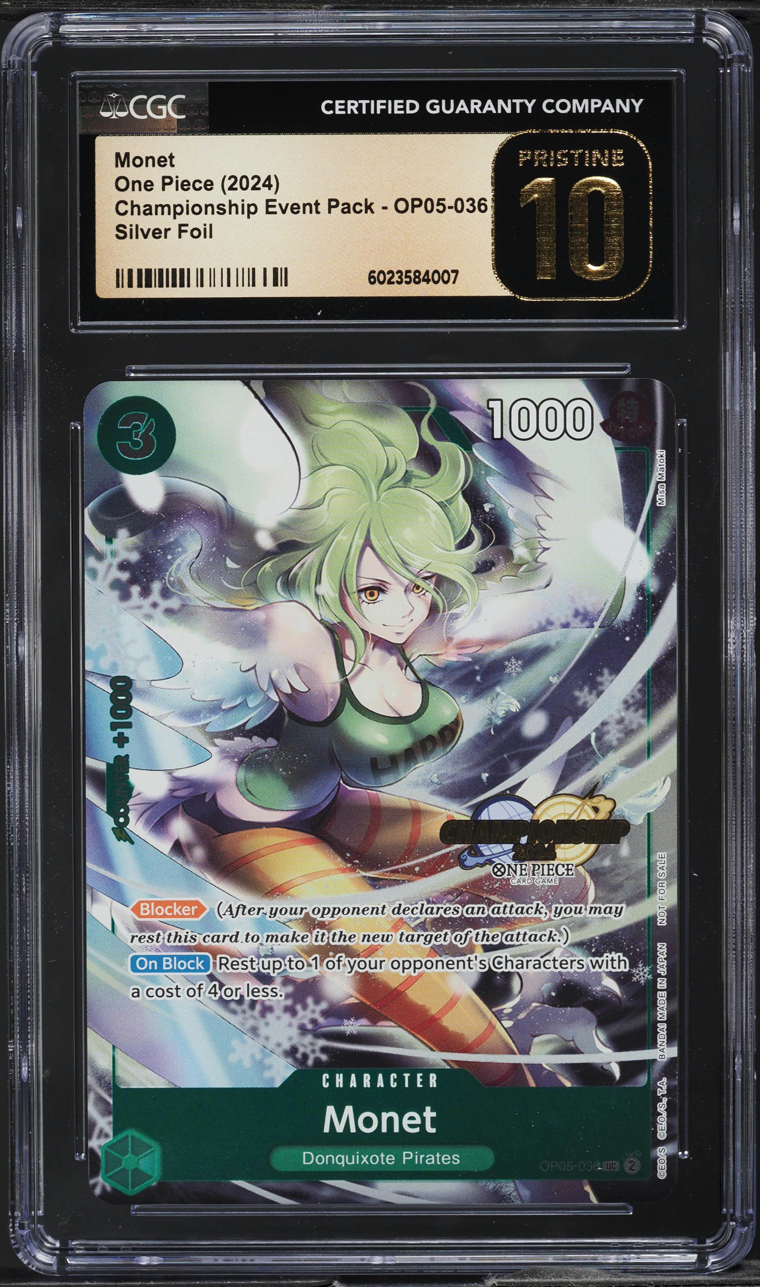 2024 One Piece Championship Event Pack Foil Monet #OP05-036 CGC 10