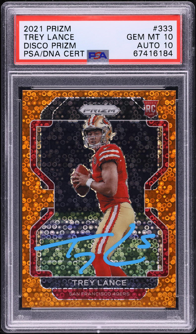 2021 Panini Prizm Disco Trey Lance ROOKIE AUTO DNA 10 #333 PSA 10 GEM MINT
