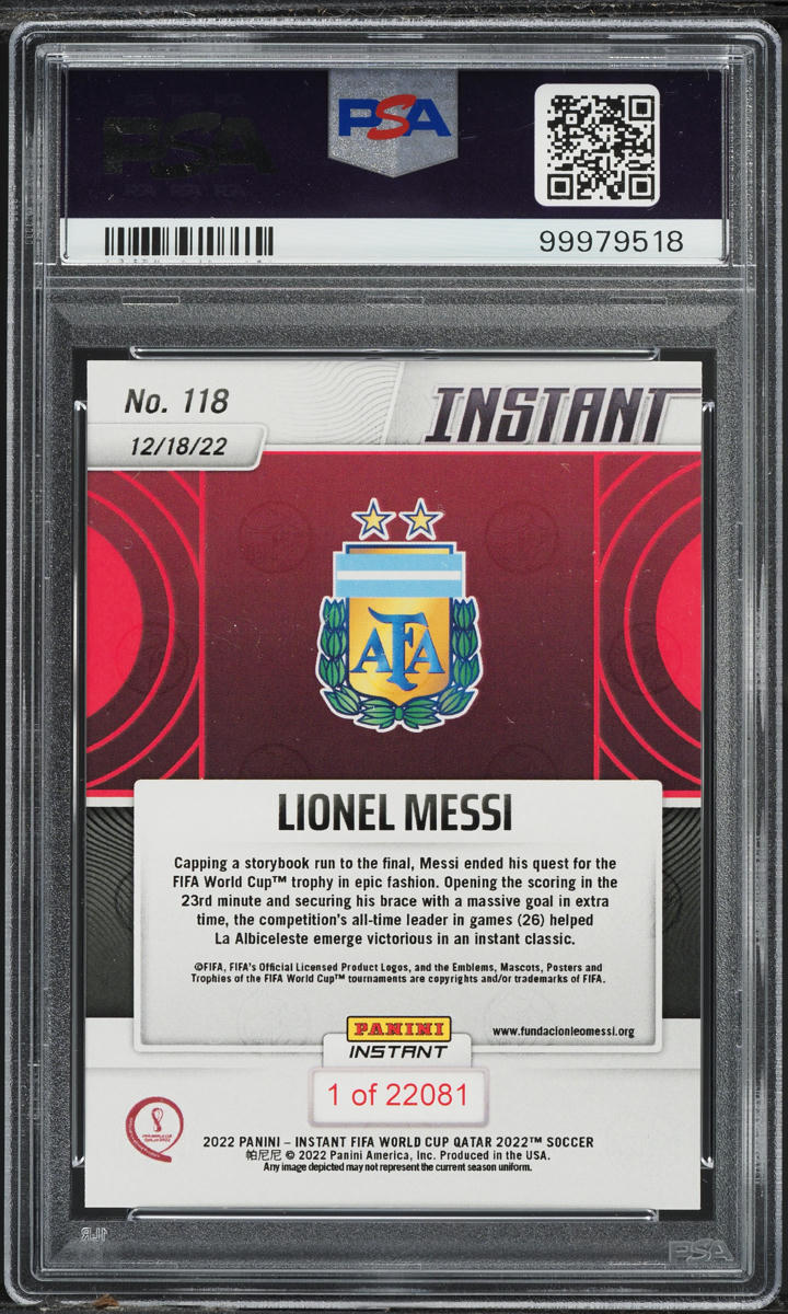 2022 Panini Instant FIFA World Cup Qatar Lionel Messi #118 PSA 10 GEM MINT