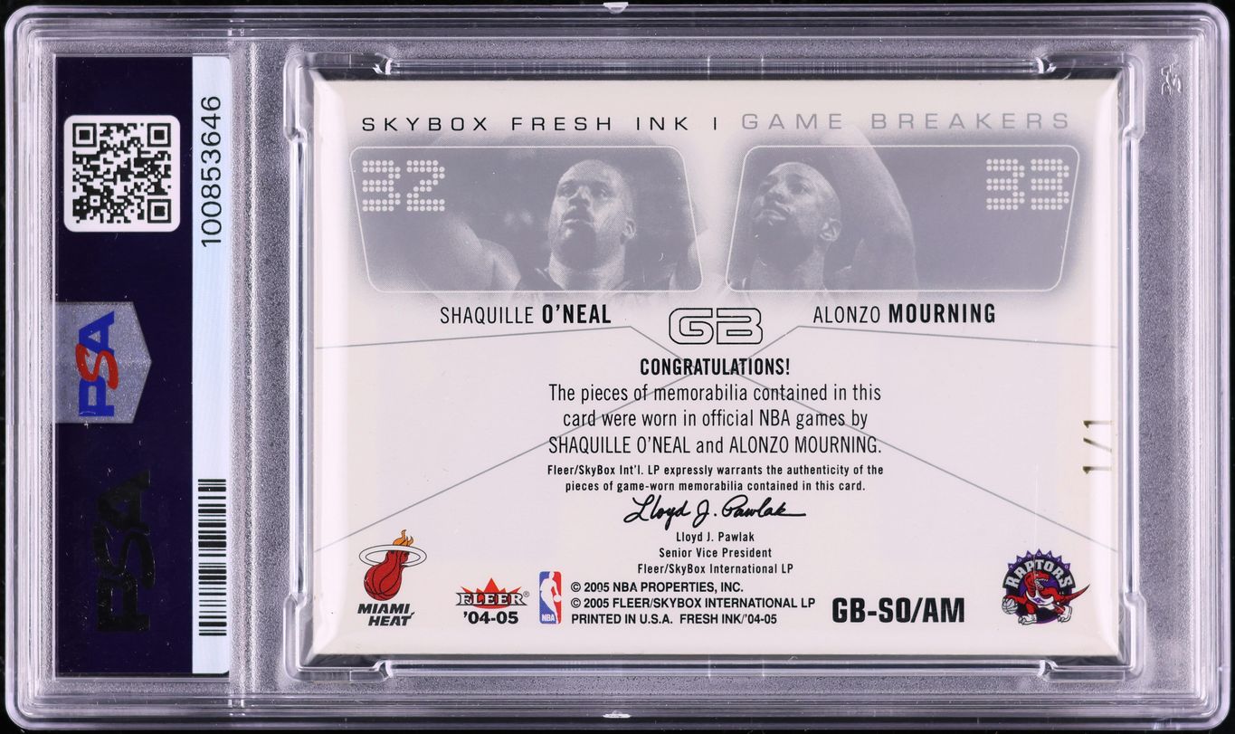 2004 Skybox Fresh Ink Game Breakers Shaquille O'Neal LOGOMAN PATCH 1/1 PSA 5