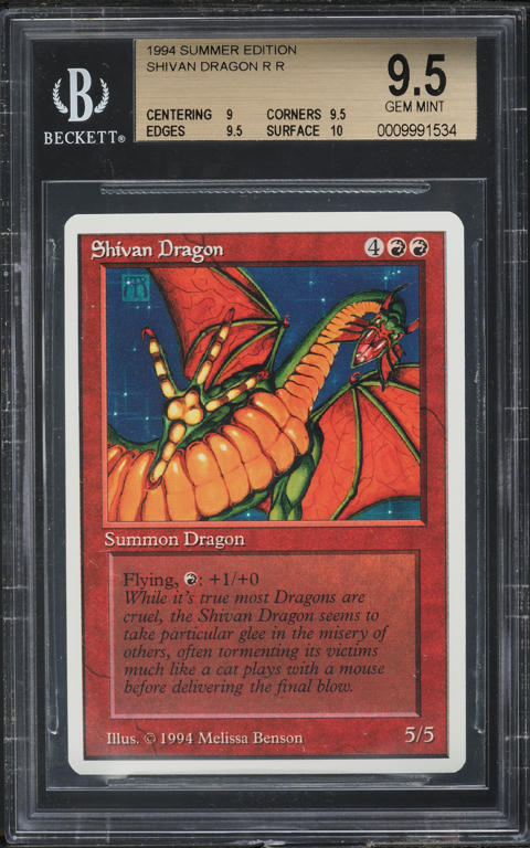 1993 Magic The Gathering MTG Alpha Shivan Dragon R R BGS 9.5 GEM