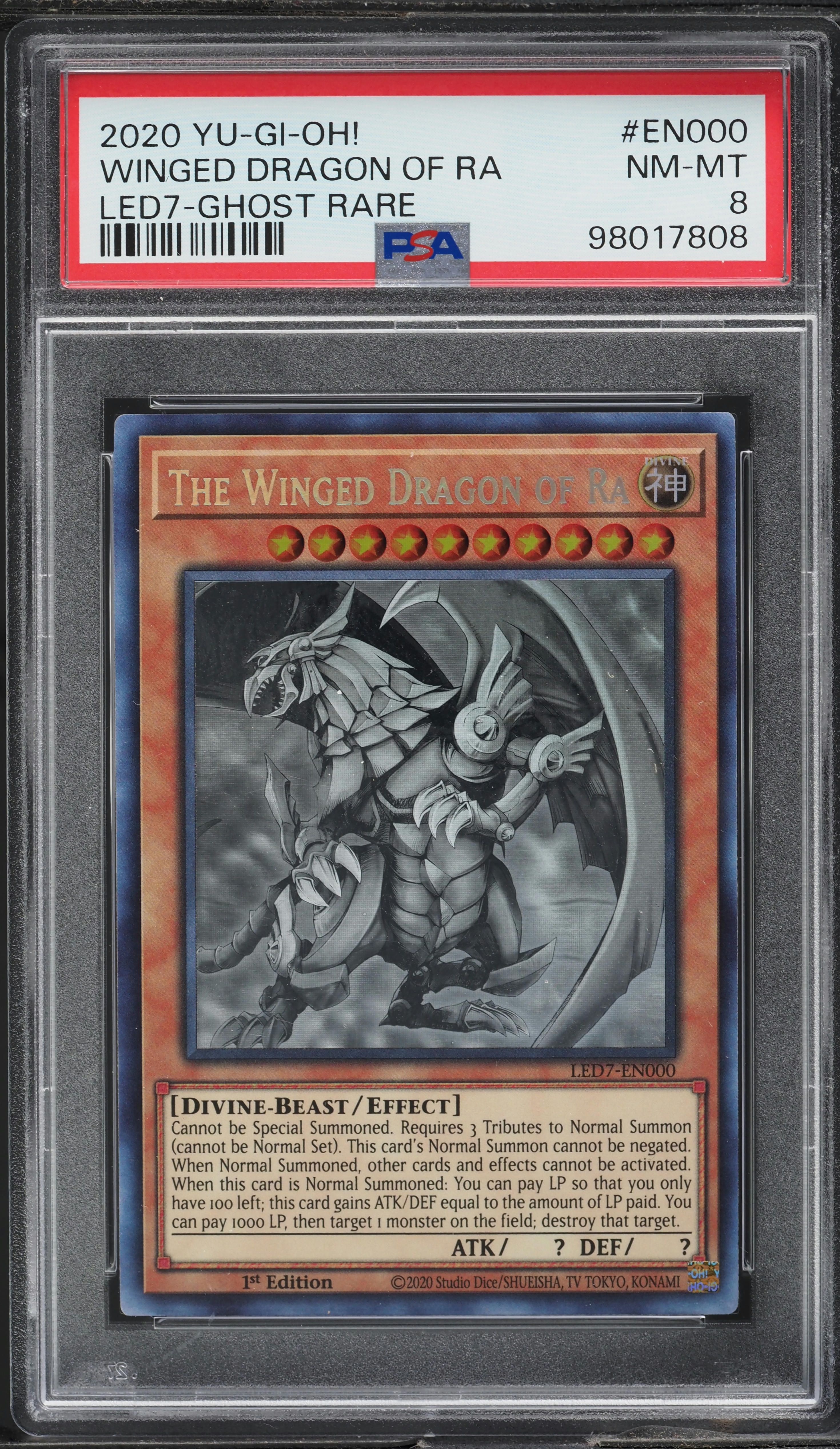 2020 Yu-Gi-Oh! LED7 1st Edition Ghost Rare Winged Dragon Of Ra