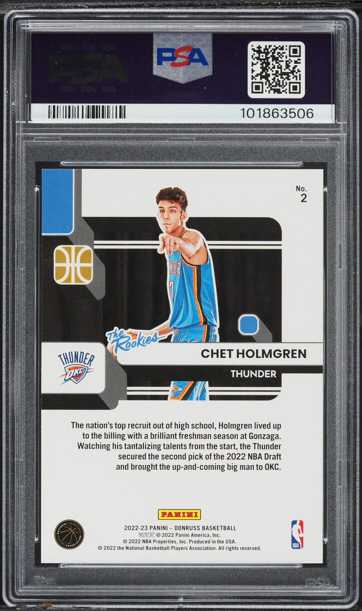 2022 Donruss The Rookies Chet Holmgren ROOKIE #2 PSA 10 GEM MINT