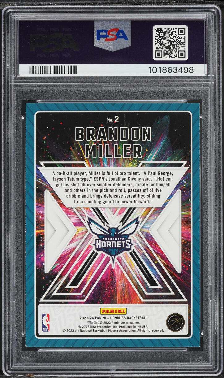 2023 Donruss Basketball Great X-Pectations Brandon Miller ROOKIE #2 PSA 7 NRMT