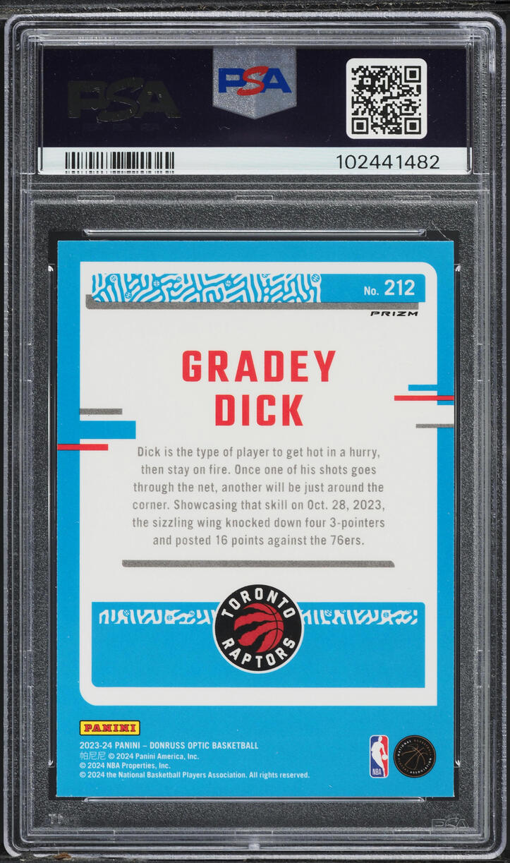2023 Donruss Optic Purple Gradey Dick ROOKIE #212 PSA 10 GEM MINT