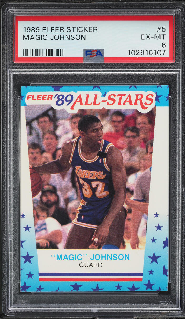 1989 Fleer Sticker Magic Johnson #5 PSA 6 EXMT