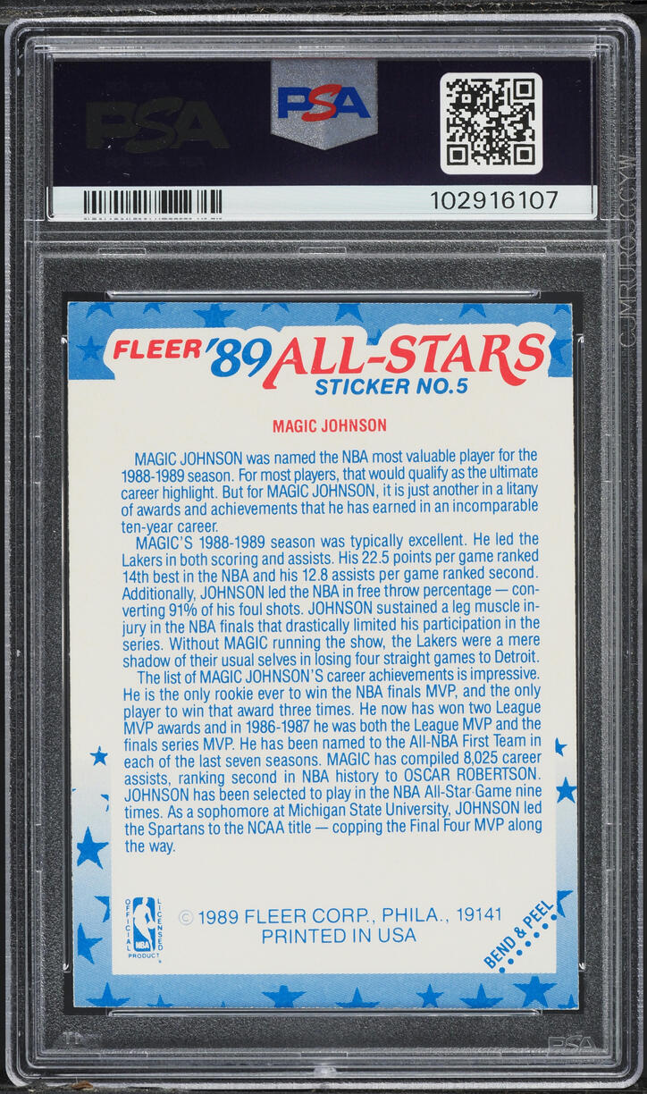 1989 Fleer Sticker Magic Johnson #5 PSA 6 EXMT