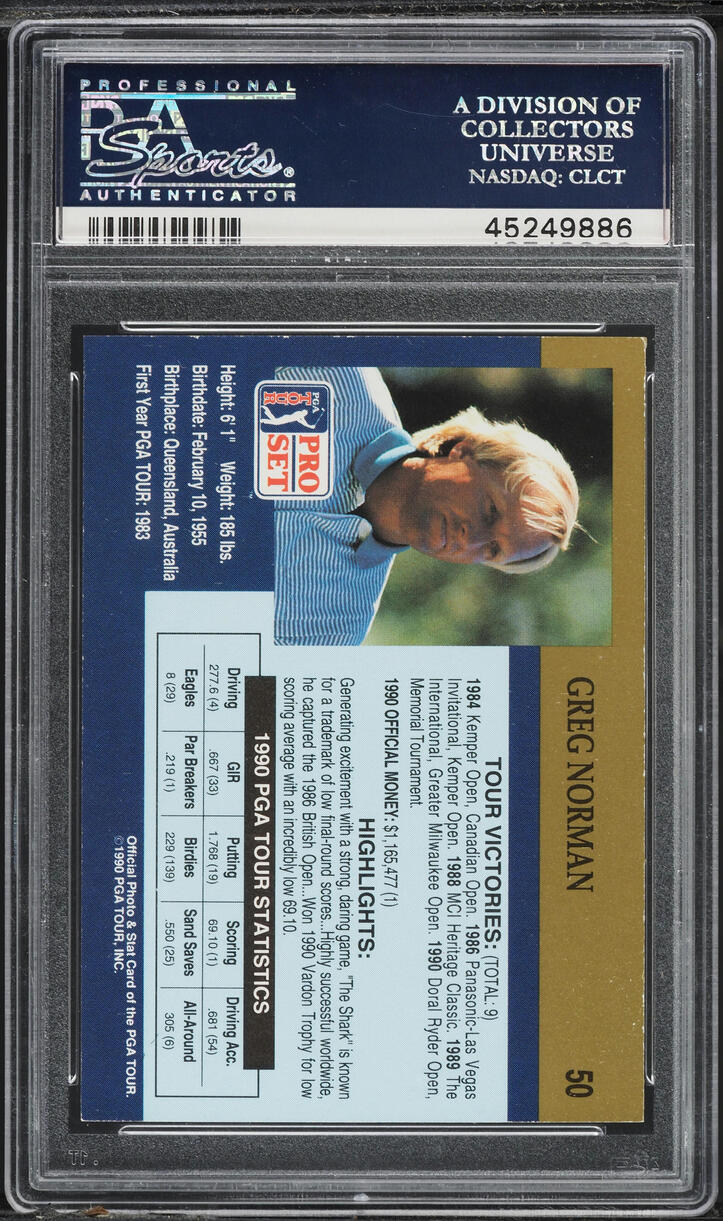 1990 Pro Set PGA Tour Greg Norman #50 PSA 10 GEM MINT