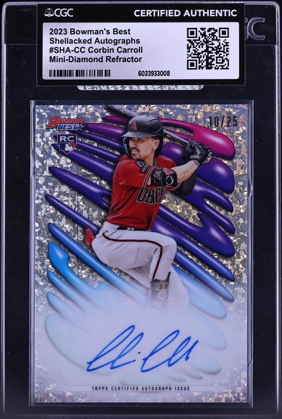 2023 Bowman's Best Shellacked Mini-Diamond Corbin Carroll RC AUTO /25 CGC AUTH