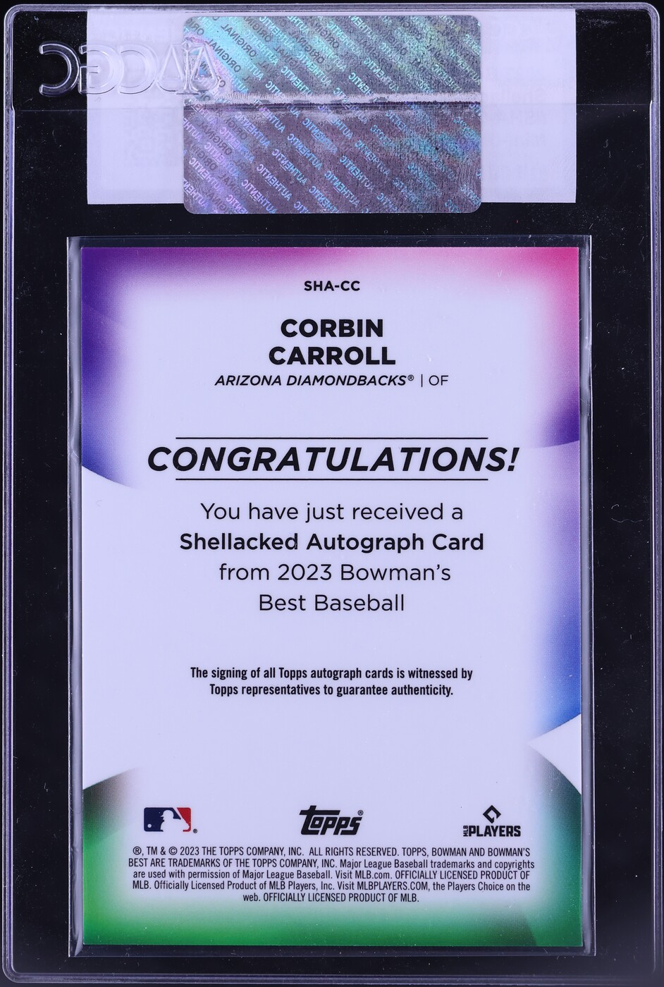 2023 Bowman's Best Shellacked Mini-Diamond Corbin Carroll RC AUTO /25 CGC AUTH