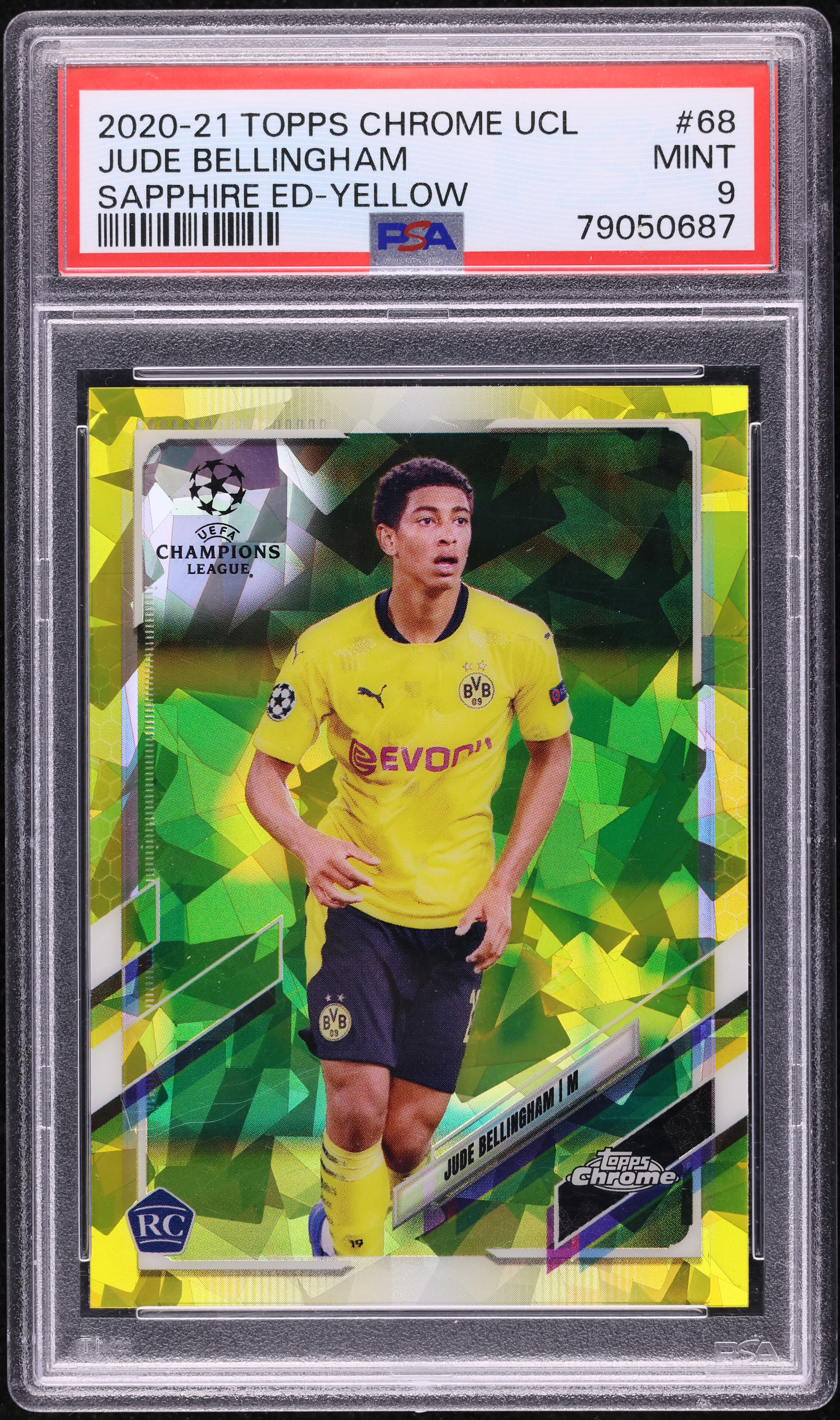 2020 Topps Chrome UEFA Sapphire Yellow Jude Bellingham ROOKIE /99