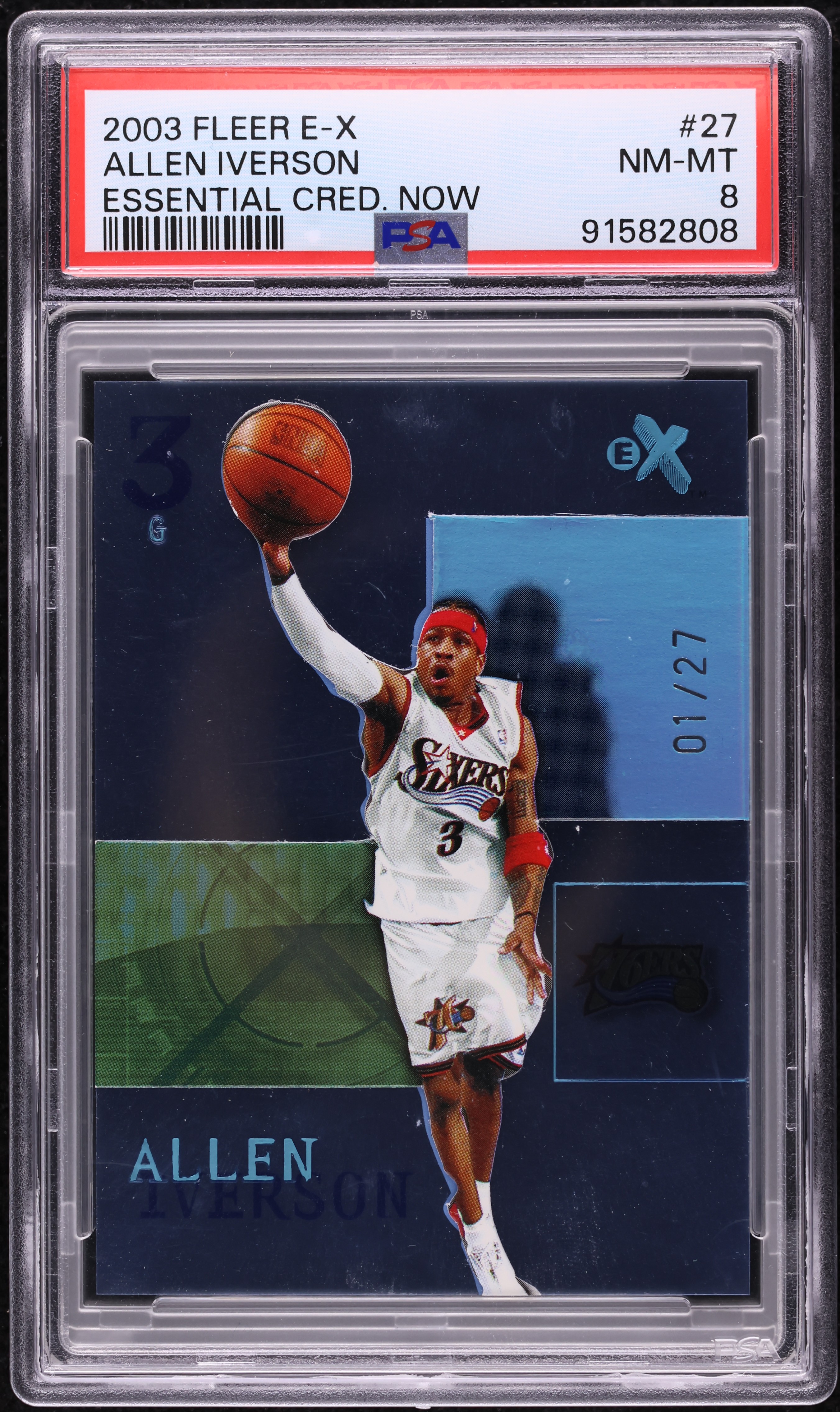 2003 Fleer E-X Essential Credentials Now Allen Iverson 1/27 #27