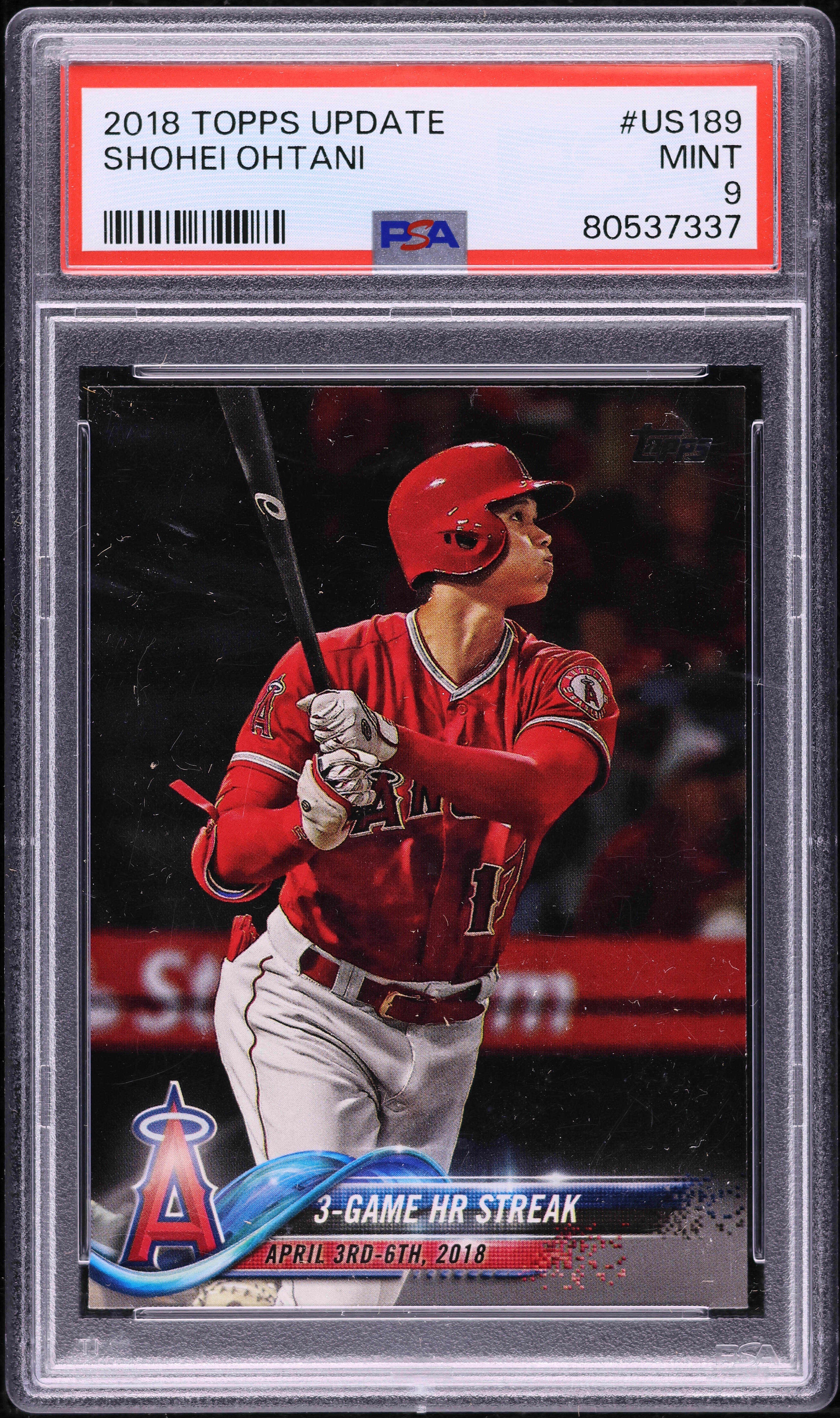 2018 Topps Update Shohei Ohtani ROOKIE #US189 PSA 9 MINT on