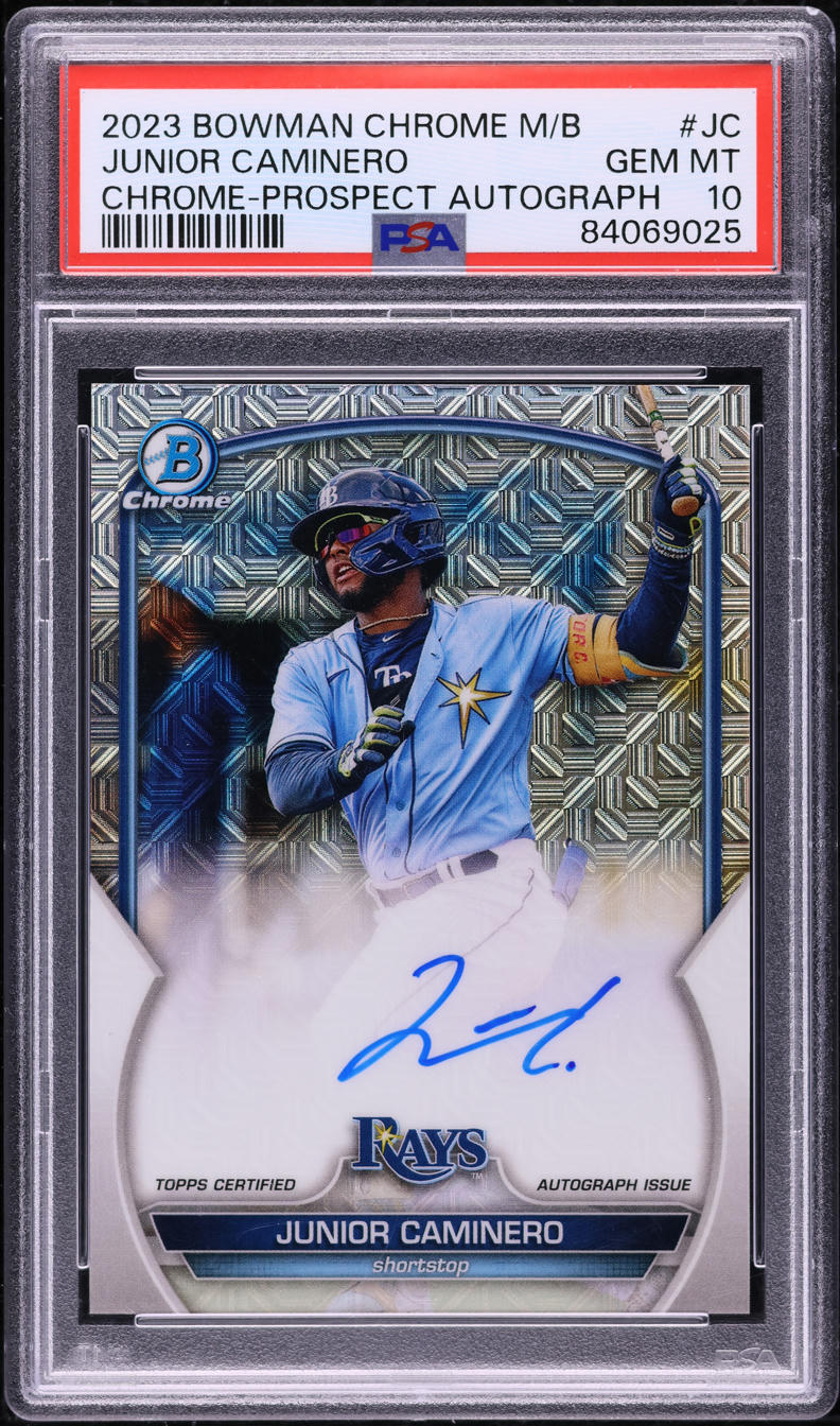 2023 Bowman Chrome Mega Box Junior Caminero PROSPECT AUTO #BMA-JC PSA 10 GEM