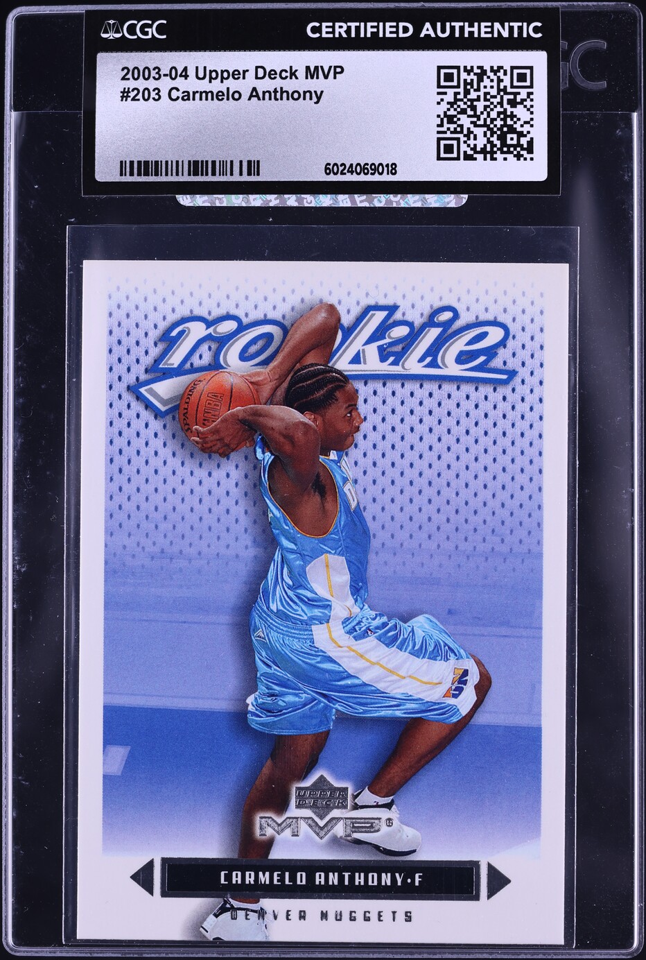 2003 Upper Deck MVP Carmelo Anthony ROOKIE #203 CGC AUTH