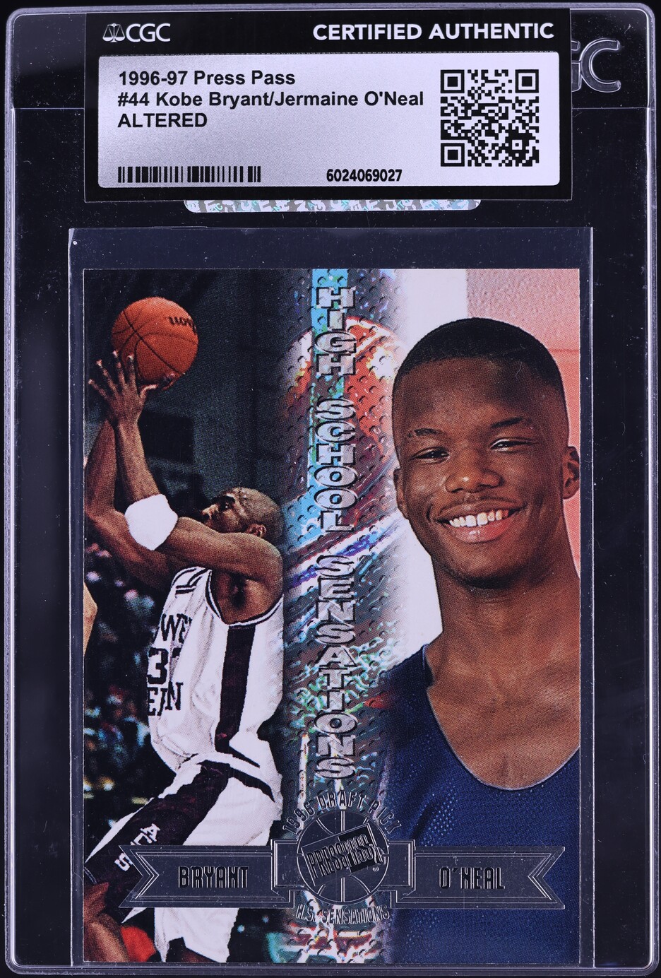 1996 Press Pass Jermaine O'Neal Kobe Bryant ROOKIE #44 CGC AUTH
