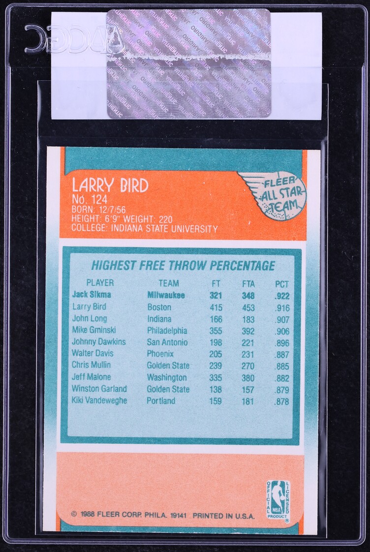 1988 Fleer Basketball Larry Bird ALL STAR #124 CGC AUTH