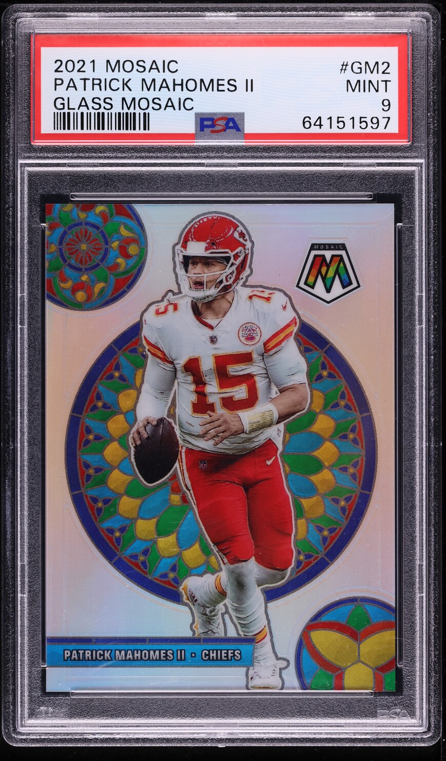 2021 Panini Mosaic Glass Patrick Mahomes II #GM2 PSA 9 MINT on