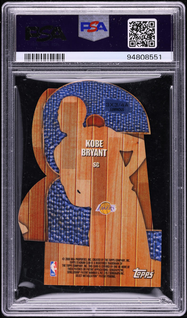 1999 Stadium Club 3X3 Luminous Die-Cut Kobe Bryant #4A PSA 10 GEM