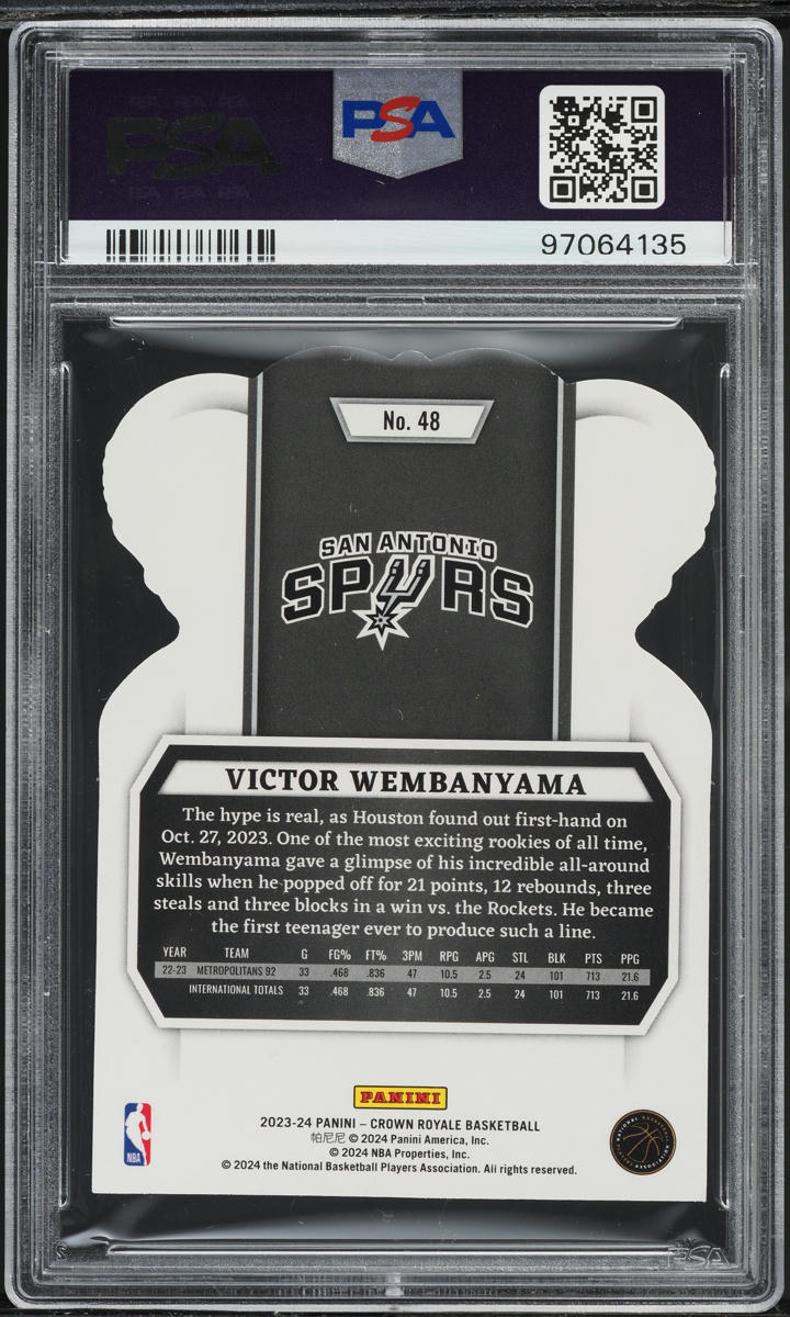 2023 Crown Royale Crystal Victor Wembanyama ROOKIE #48 PSA 8 NM-MT