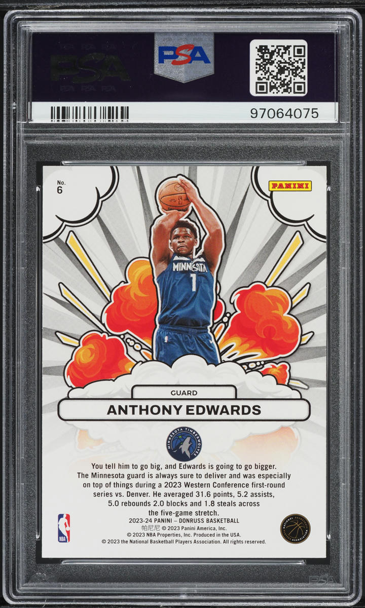 2023 Donruss Bomb Squad Anthony Edwards #6 PSA 9 MINT