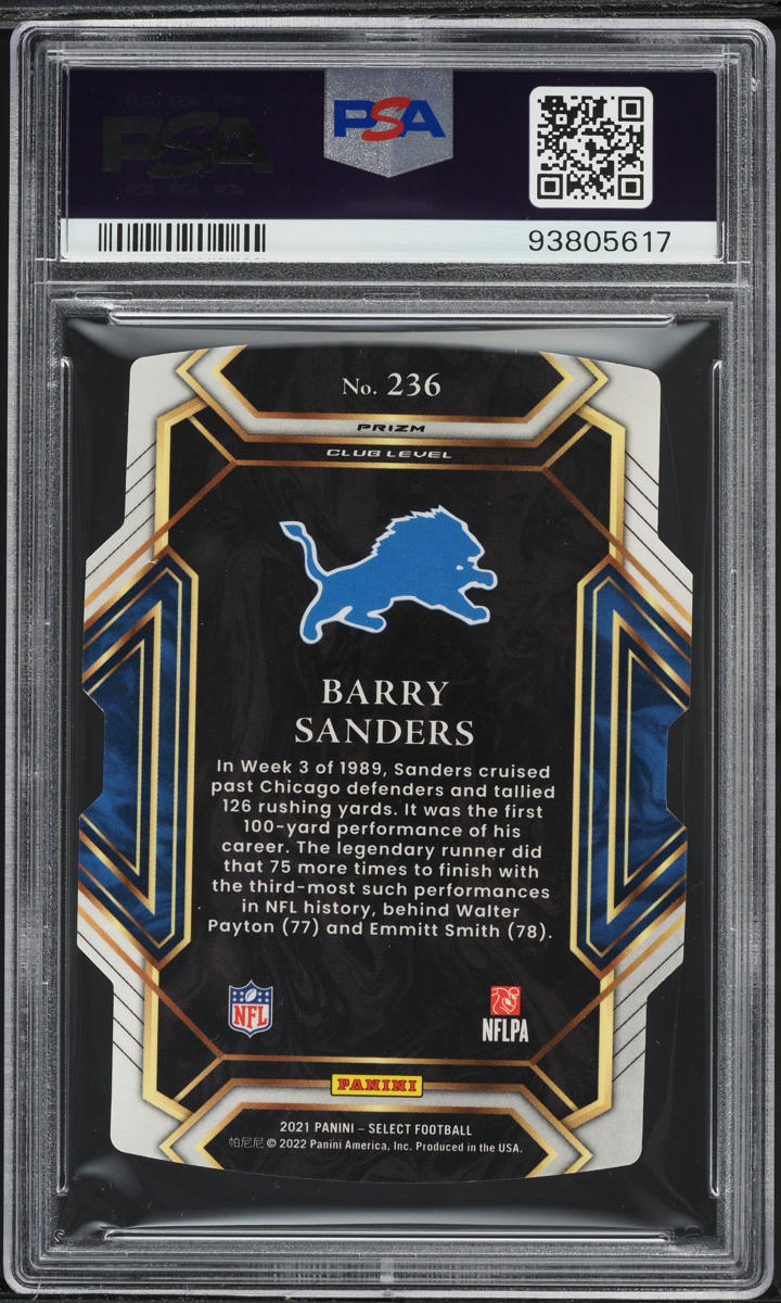 2021 Select Club Level Zebra Prizm Die-Cut Barry Sanders AUTO DNA