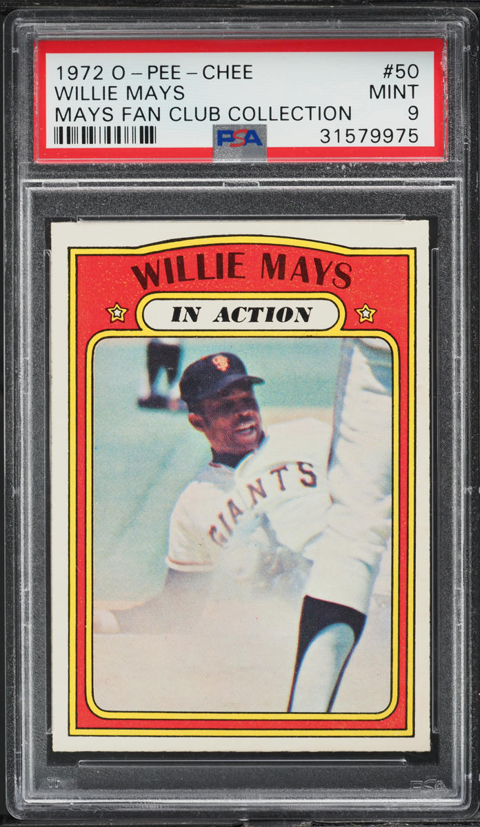 1972 O-Pee-Chee Willie Mays MAYS FAN CLUB COLLECTION #50 PSA 9 MINT