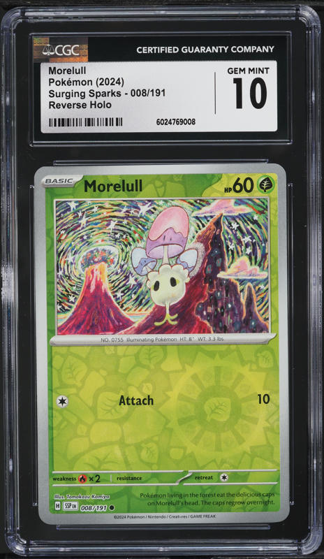 2024 Pokemon SV Surging Sparks Reverse Holo Morelull #8 CGC 10 GEM MINT