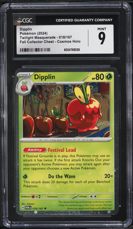 2024 Pokemon SV Twilight Masquerade Fall Collector Chest Holo Dipplin #18 CGC 9