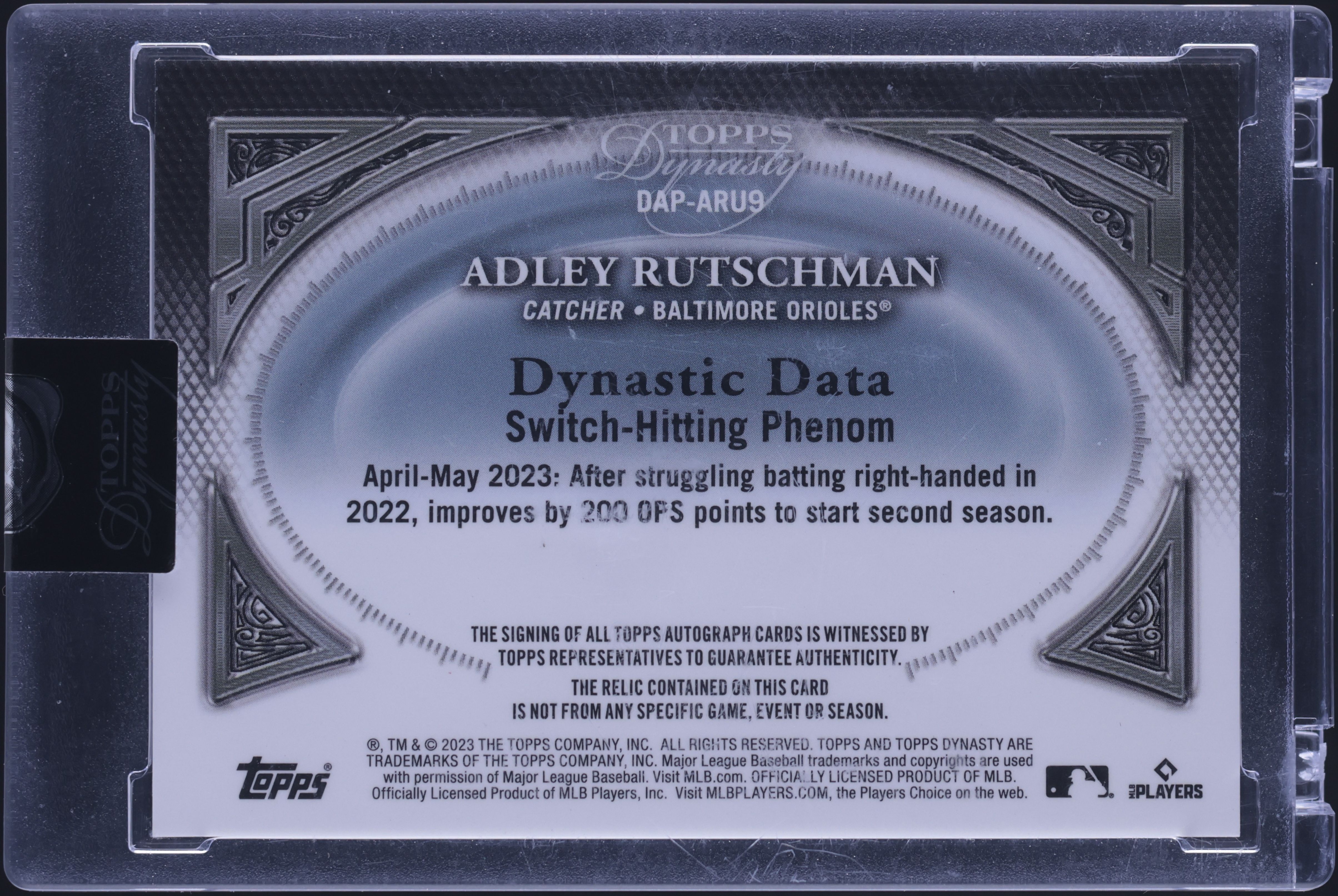 2023 Topps Dynasty Silver Adley Rutschman ROOKIE PATCH AUTO /5 