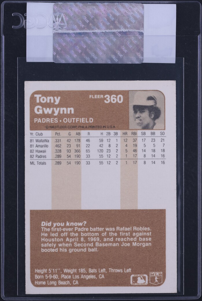 1983 Fleer Tony Gwynn ROOKIE #360 CGC AUTH