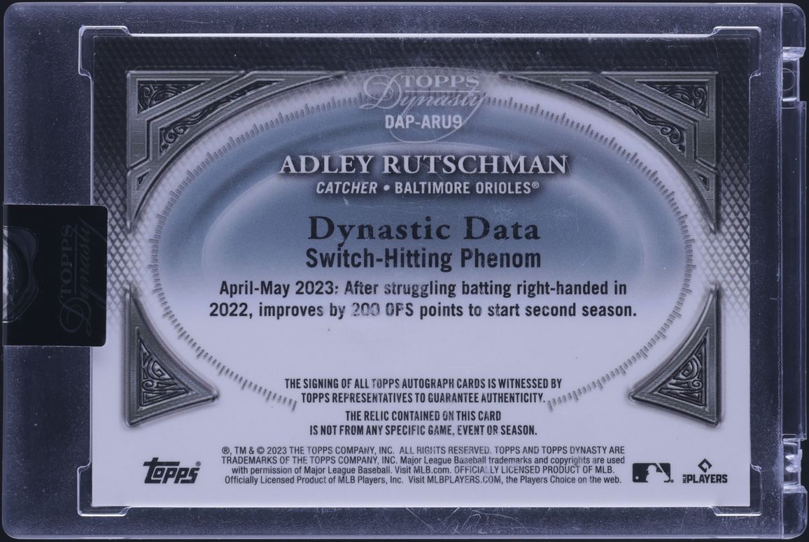 2023 Topps Dynasty Silver Adley Rutschman ROOKIE PATCH AUTO /5 #DAP-ARU9
