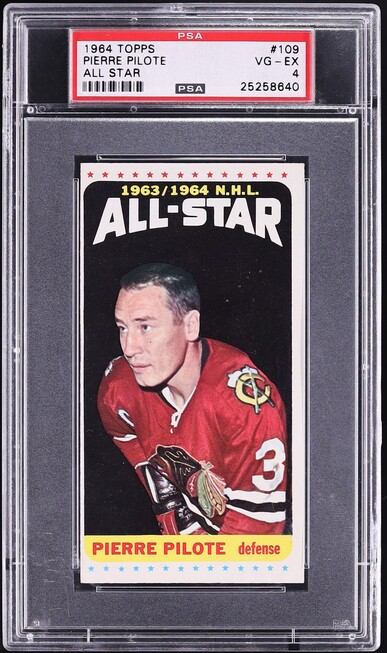 1964 Topps Hockey Pierre Pilote ALL-STAR #109 PSA 4 VGEX