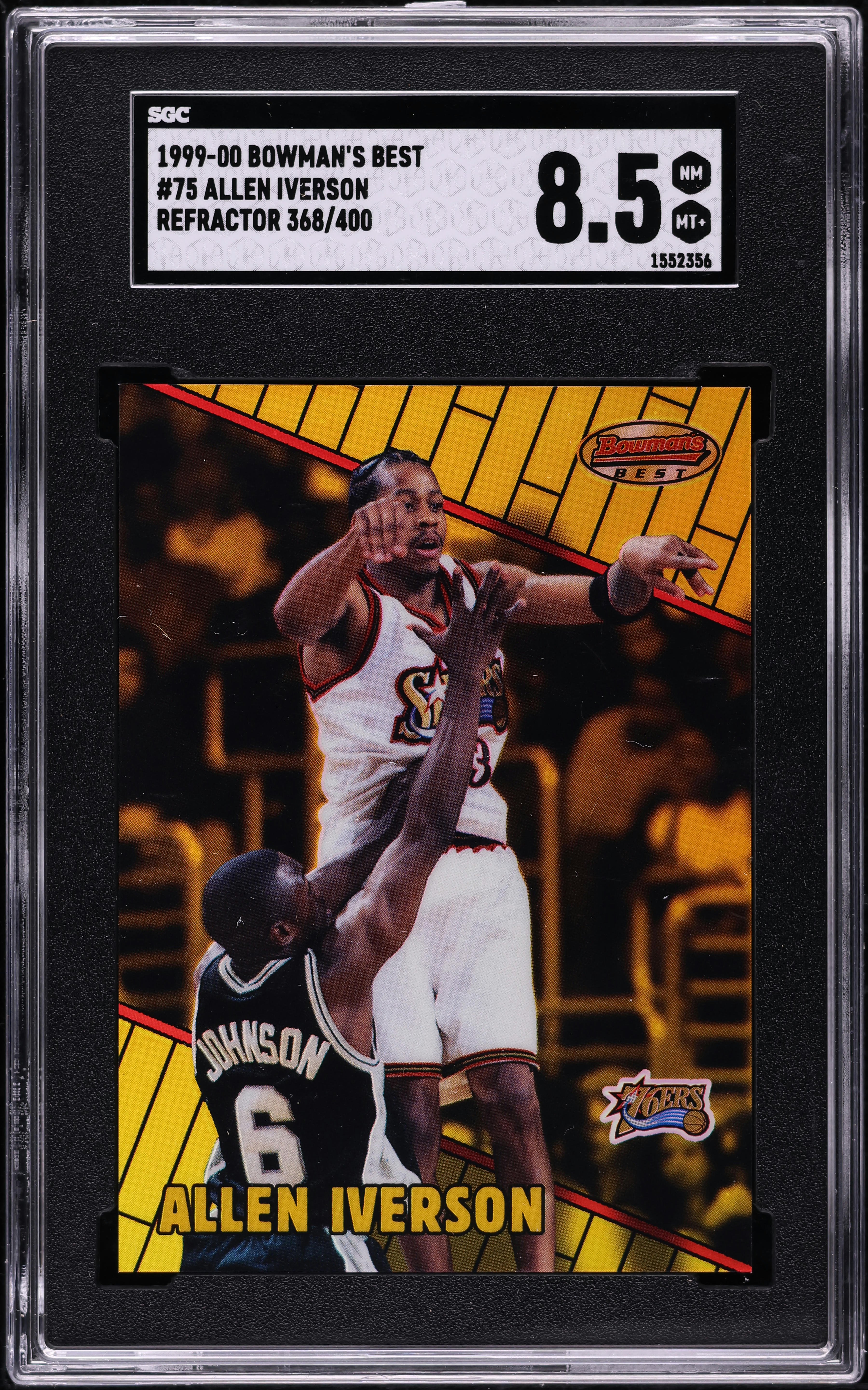1999 Bowman's Best Refractor Allen Iverson /400 #75 SGC 8.5 NM-MT+